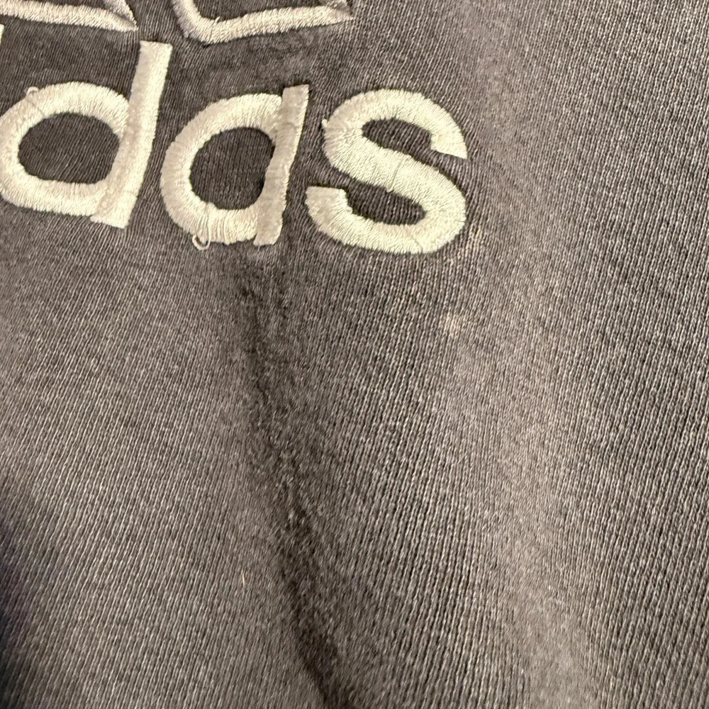 KILLER Vintage Adidas 90s Embroidered Logo Hoodie Faded Black XL